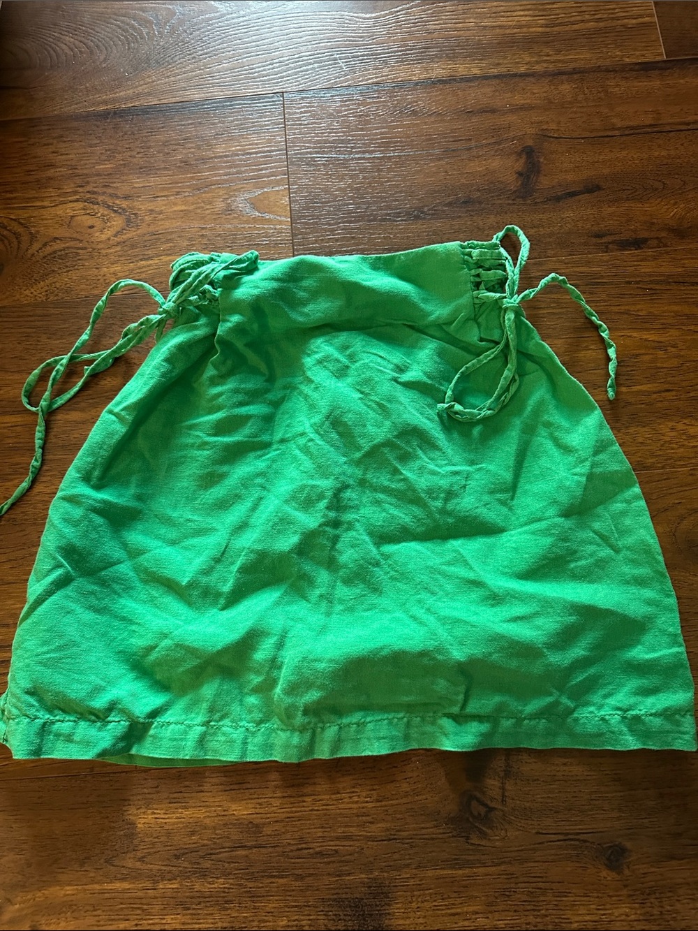 Zara Bright Green Drawstring Mini Skirt